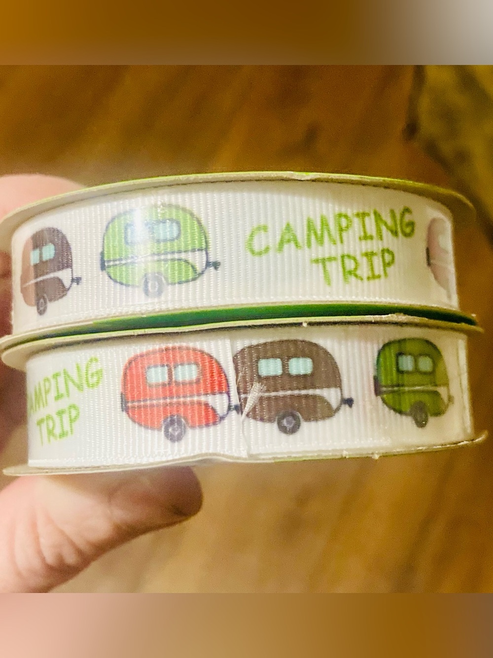2 Full Rolls of Craft Ribbon “Camping Trip” NEW